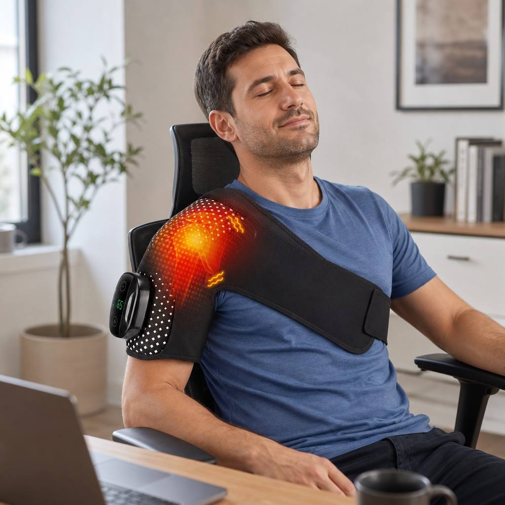 Red Light Therapy Shoulder Brace HGHJ03 | Wireless Heat & Vibration Massager