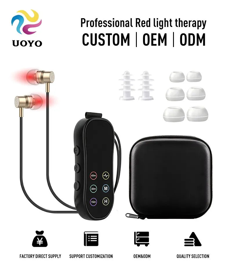 UOYO red light therapy ear and nose clip with accessories and travel case