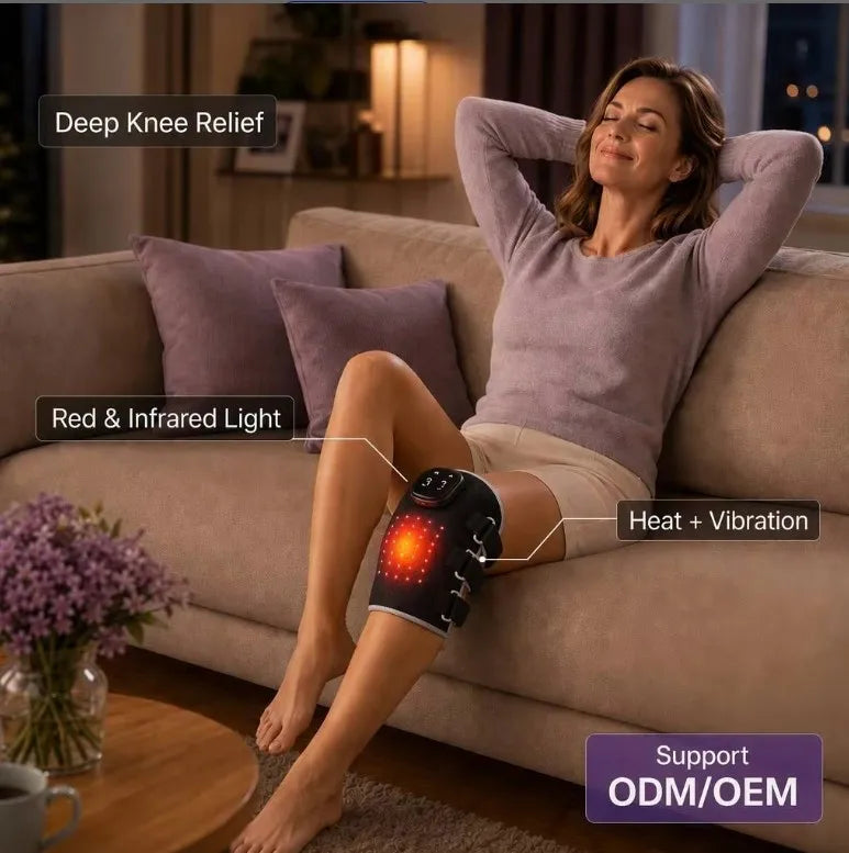 UOYO RZ-011 red light therapy knee massager worn on the knee