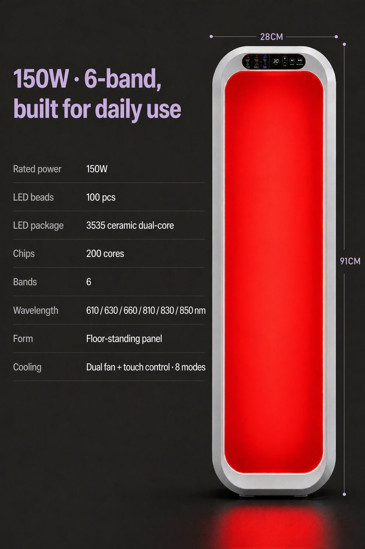 Red Light Therapy Panel 150W | 6 Wavelength Full Body LED Panel