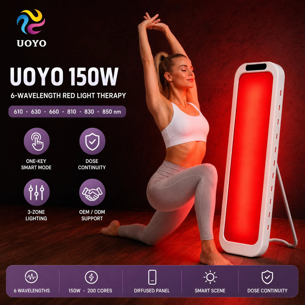 UOYO 150W six wavelength red light therapy panel, 610 630 660 810 830 850 nm, 200 cores
