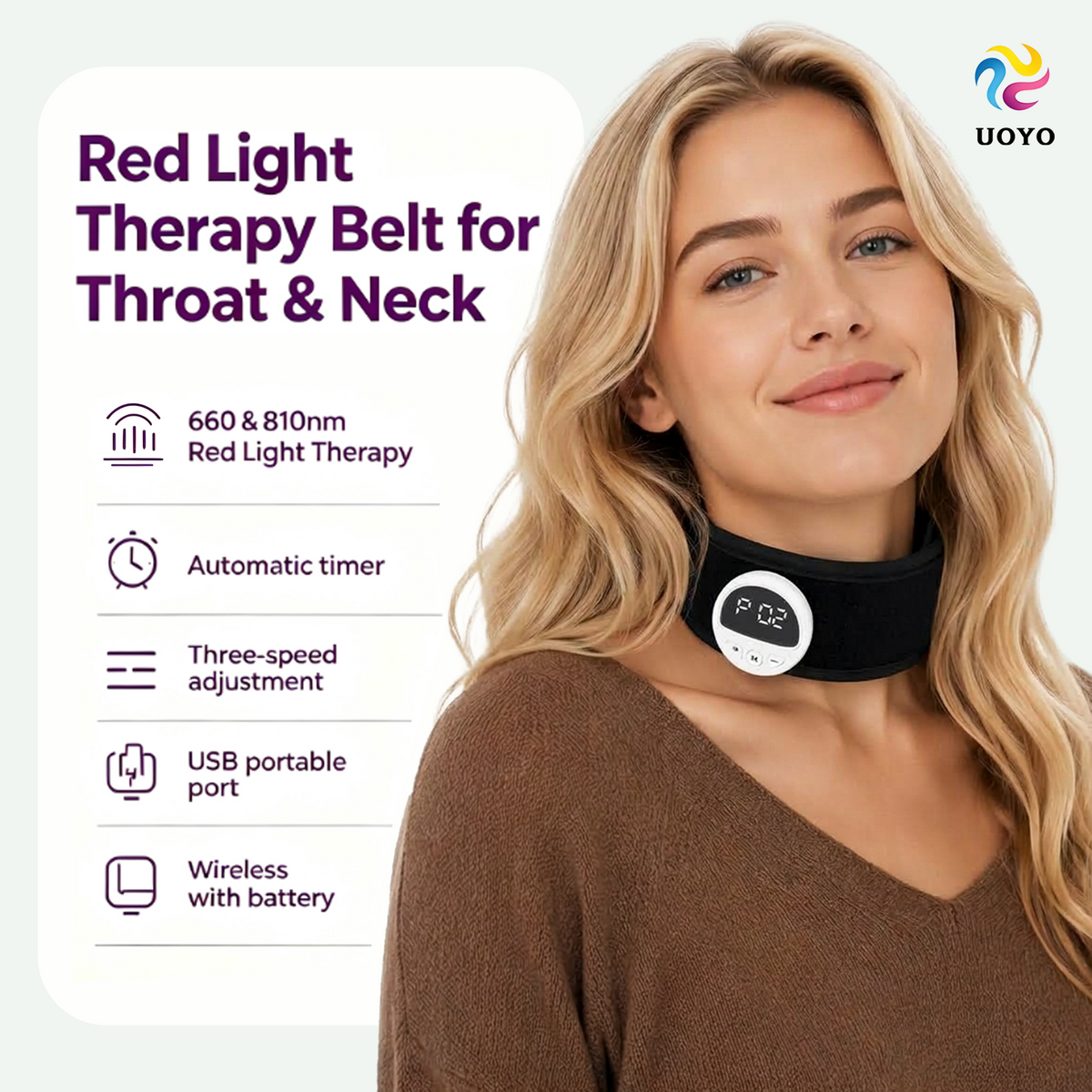Red Light Therapy Neck Wrap | 660nm 810nm Infrared Heating Band